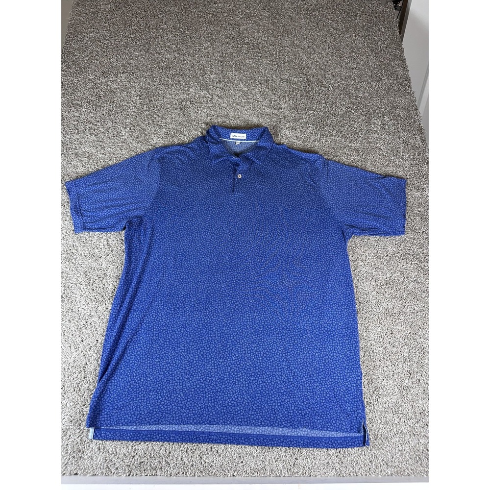 Peter Miller Men's Polo Shirt Size XL Blue Short‎ Sleeves Stretch Logo Golf